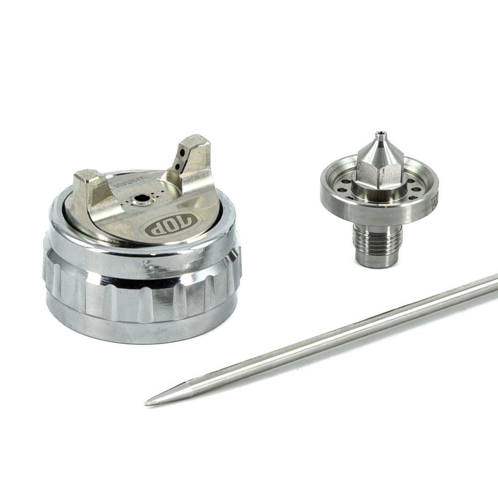 Needle, nozzle, and cap (three-piece set)